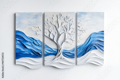 Oil paintings artwork, winter tree