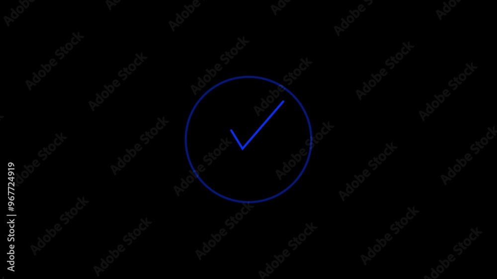 Blue color check mark animation with black background Blue color check mark animation with black background