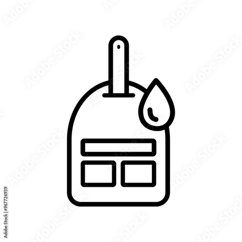 Glucometer or blood sugar monitoring system editable stroke outline icon isolated on white background flat vector illustration.