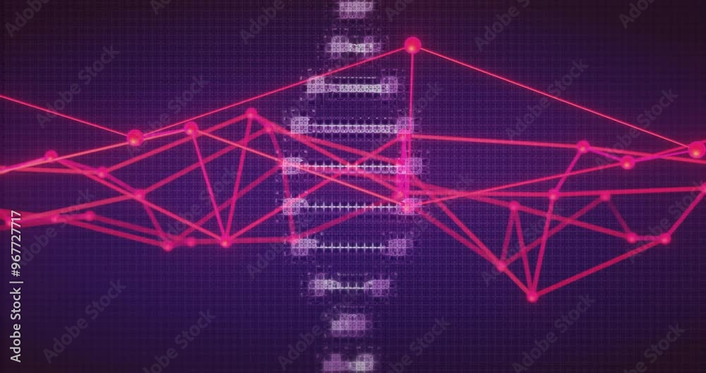 Animation of dna strand over network of connections Animation of dna strand over network of connections