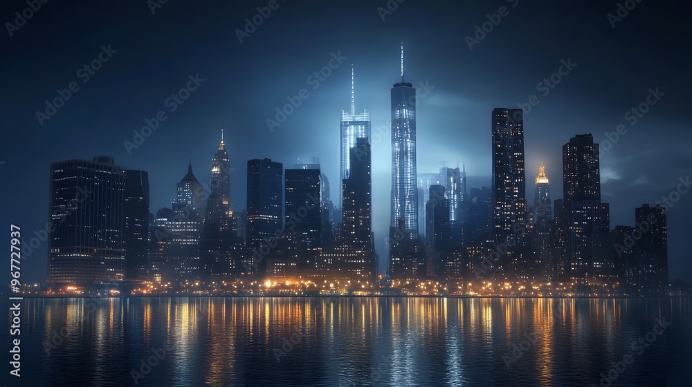 beautiful view of Night Cityscape with Reflections beautiful view of Night Cityscape with Reflections