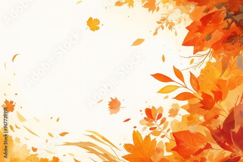 Wallpaper Mural Autumn Leaves Watercolor Background - Fall Foliage Design Torontodigital.ca