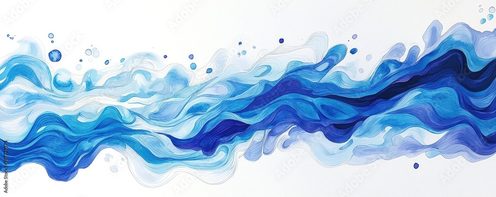 Abstract Blue Watercolor Waves A Serene and Tranquil Design. Abstract Blue Watercolor Waves A Serene and Tranquil Design.