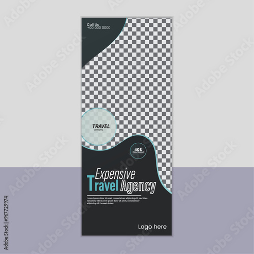 Modern expensive travel agency  rollup banner design