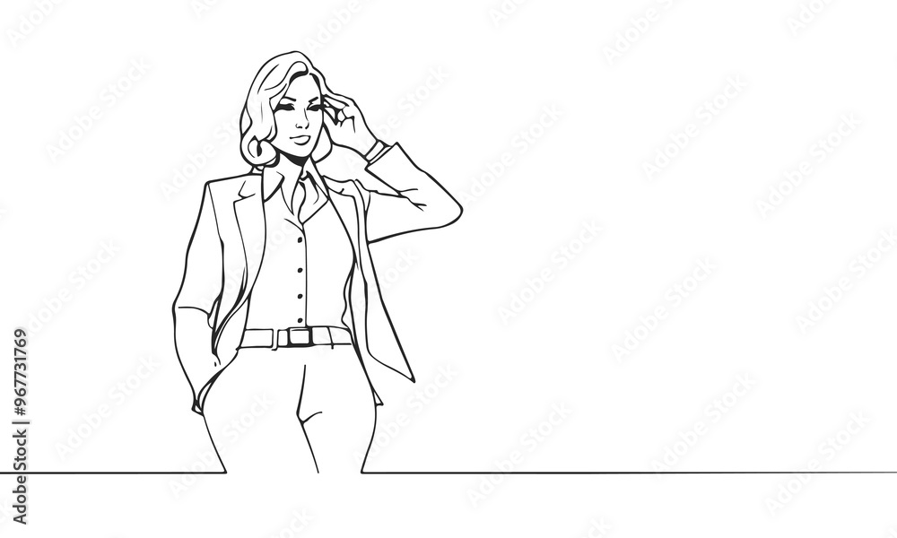 Elegant Woman Silhouette Line Art Drawing. Businesswoman Vector Minimal One Line Art. Business Female Portrait Linear Silhouette. Woman Sketch Illustration. Trendy Contour Drawing for Fashion Design Elegant Woman Silhouette Line Art Drawing. Businesswoman Vector Minimal One Line Art. Business Female Portrait Linear Silhouette. Woman Sketch Illustration. Trendy Contour Drawing for Fashion Design