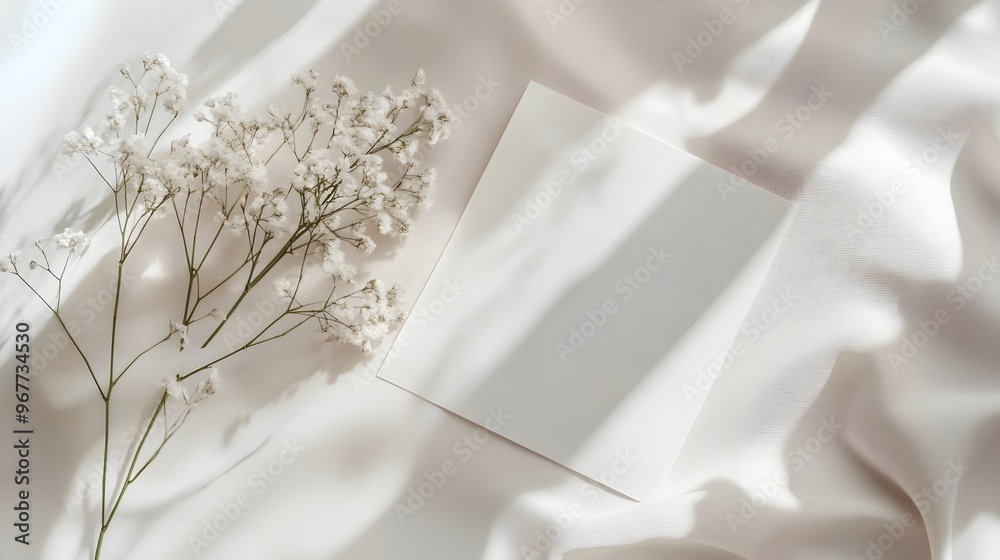 Delicate White Floral Stems Against Ethereal Soft White Background Delicate White Floral Stems Against Ethereal Soft White Background