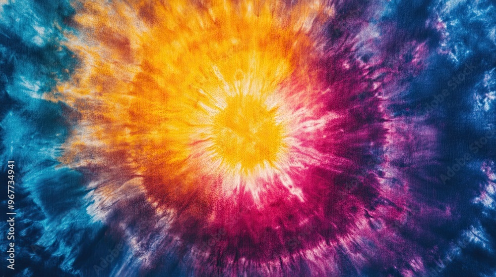 Fototapeta premium A colorful tie-dye fabric with a grainy gradient overlay, adding a touch of psychedelic charm.