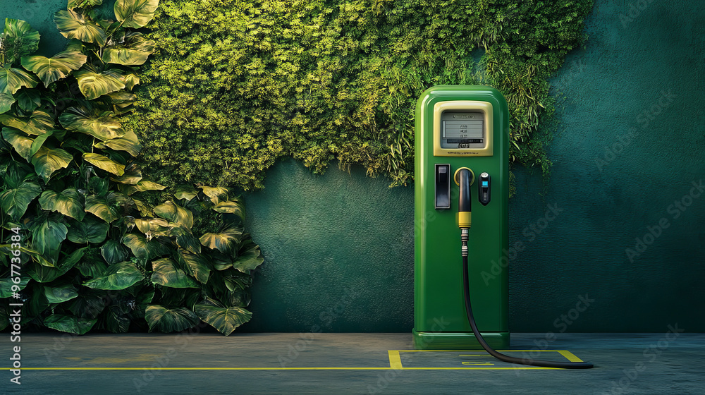 Green eco fuel pump and petrol station sign, representing ecological fuel. Green eco fuel pump and petrol station sign, representing ecological fuel.