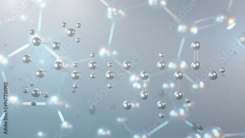 acoramidis molecular structure, 3d model molecule, transthyretin stabilizer, structural chemical formula view from a microscope photo