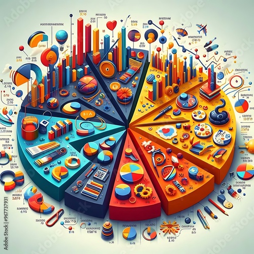 Pie Chart Circular Statistical Graphic for Business Data Analysis HD Images