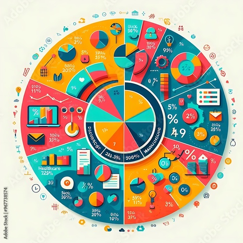 Pie Chart Circular Statistical Graphic for Business Data Analysis HD Images