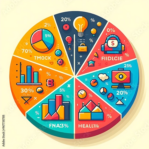 Pie Chart Circular Statistical Graphic for Business Data Analysis HD Images