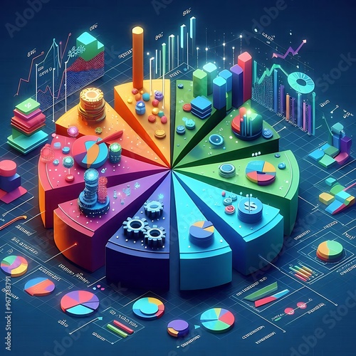 Pie Chart Circular Statistical Graphic for Business Data Analysis HD Images