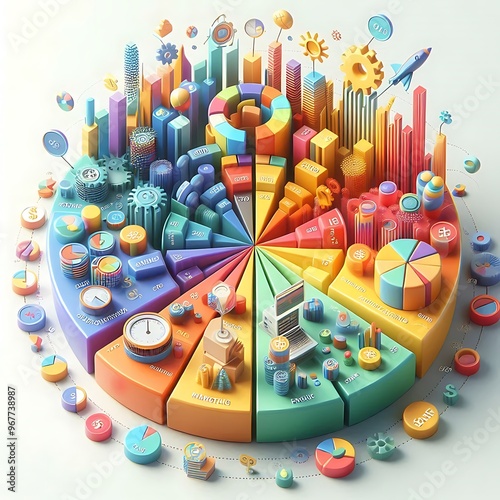 Pie Chart Circular Statistical Graphic for Business Data Analysis HD Images