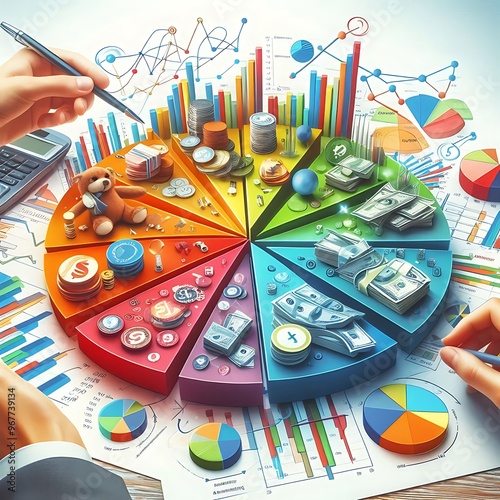 Pie Chart Circular Statistical Graphic for Business Data Analysis HD Images