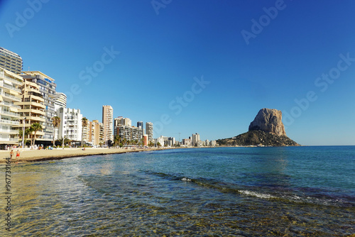 The panorama of the sea from Calp town, Spain photo