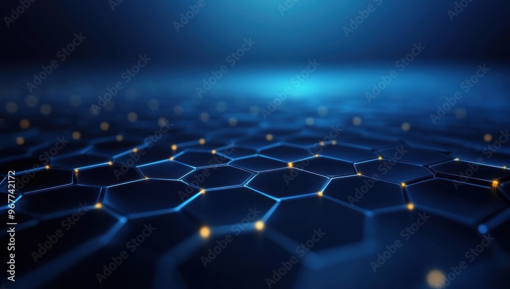 Obraz premium Abstract Blue and Gold Hexagon Pattern