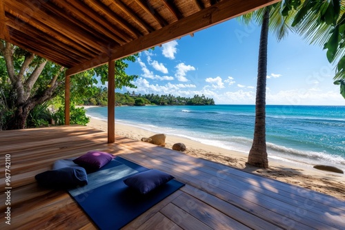 A holistic wellness retreat by the beach, with yoga, meditation, and healthy plant-based meals for all participants