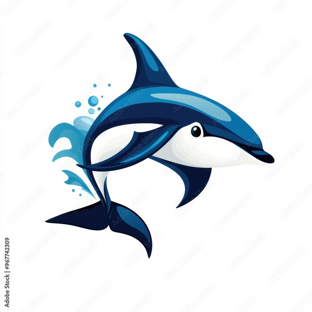 Fototapeta premium A vibrant illustration of a dolphin swimming gracefully, capturing the beauty of marine life in a playful pose.