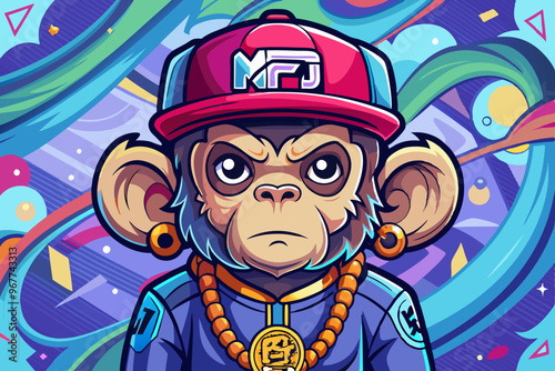 Cute Monkey Rapper NFT Illustration