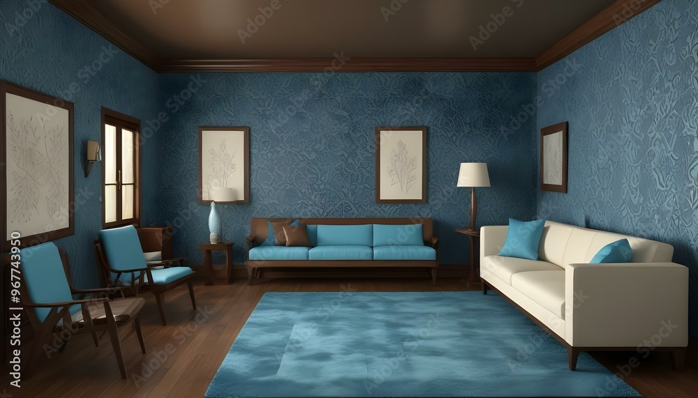 Photo interior modern design room 3d illustration; Photo interior modern design room 3d illustration;