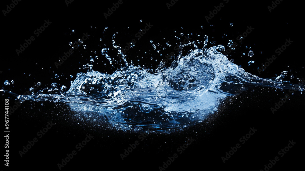 Blue water splash isolated on black background. isolated on a solid black background. Illustrations
Blue water splash isolated on black background. isolated on a solid black background. Illustrations