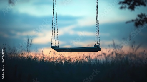 A Swing Silhouette Against a Sunset Sky