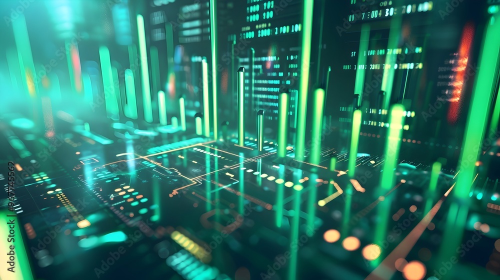 Dramatic Financial Growth Visualized Through Digital Indicators and Charts Dramatic Financial Growth Visualized Through Digital Indicators and Charts