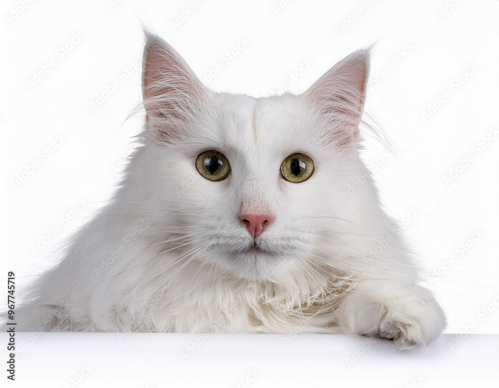 Cute Cat Against White Background Banner Design with Copy Space