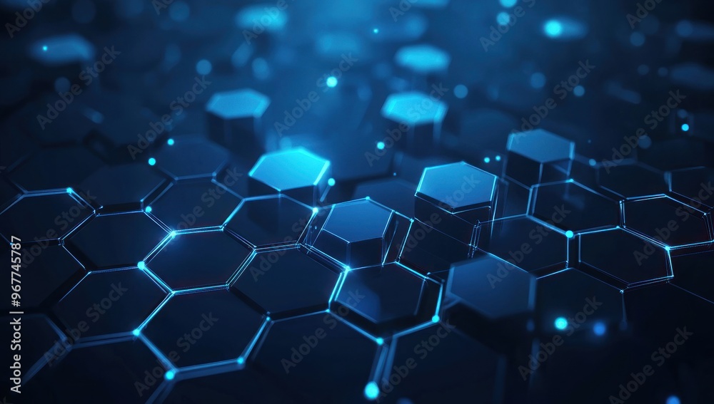 Abstract Blue Hexagon Pattern with Glowing Lines Abstract Blue Hexagon Pattern with Glowing Lines