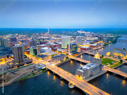 Obraz na płótnie Cedar Rapids, Iowa, USA Cityscape on the Cedar River w salonie