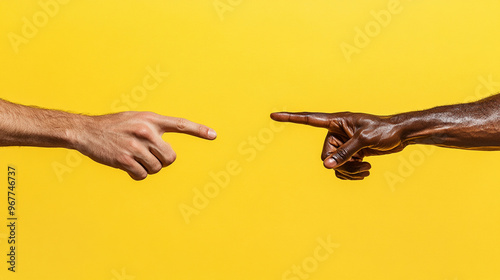 white hand gently placed over an African American hand, symbolizing unity, diversity, and mutual support. The photo conveys a message of togetherness, compassion, and inclusivity photo