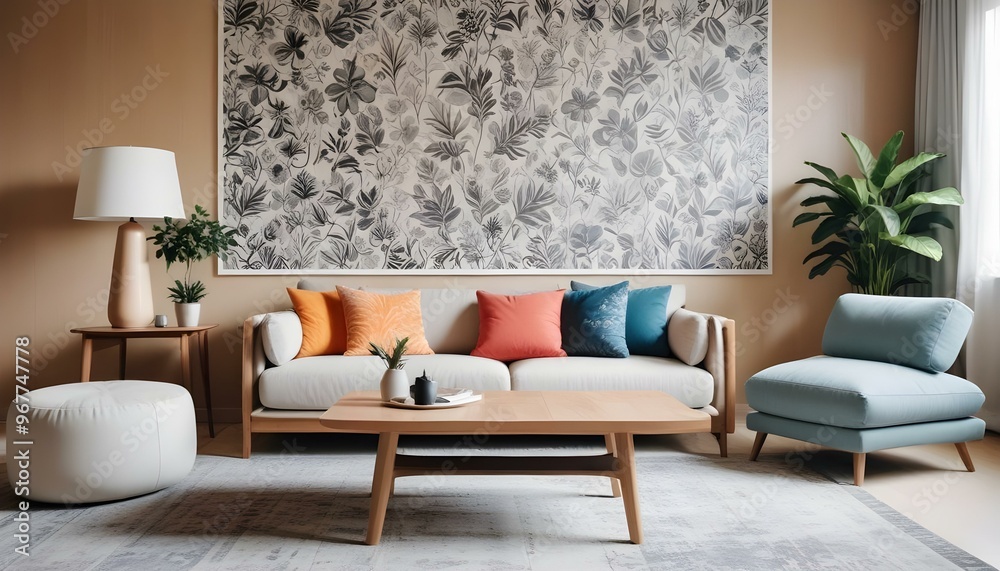 Fototapeta premium Photo interior modern design room 3d illustration;