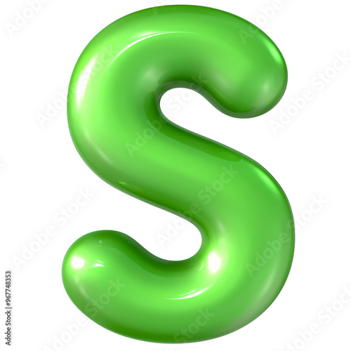 Balloon Green Font S 3d Render