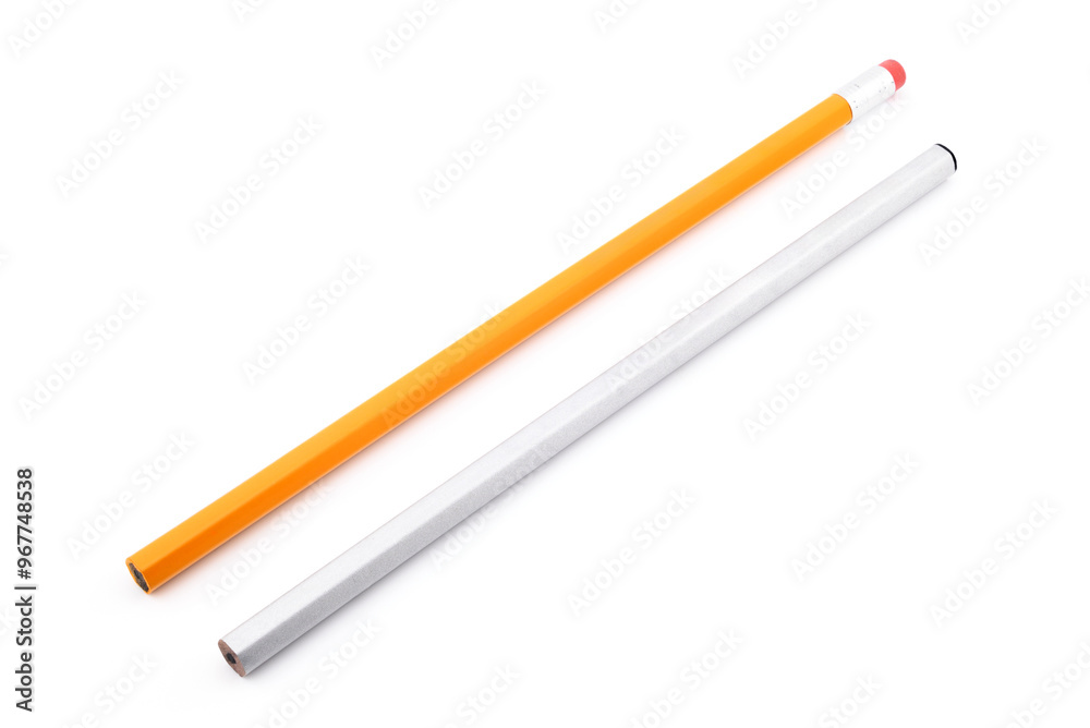 two simple pencils for drawing and sketching, gray and orange two simple pencils for drawing and sketching, gray and orange