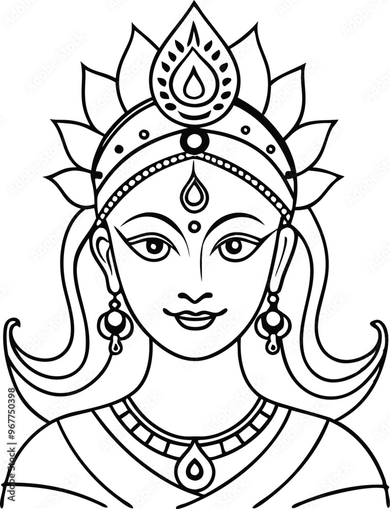 durga devi line art illustration durga devi line art illustration