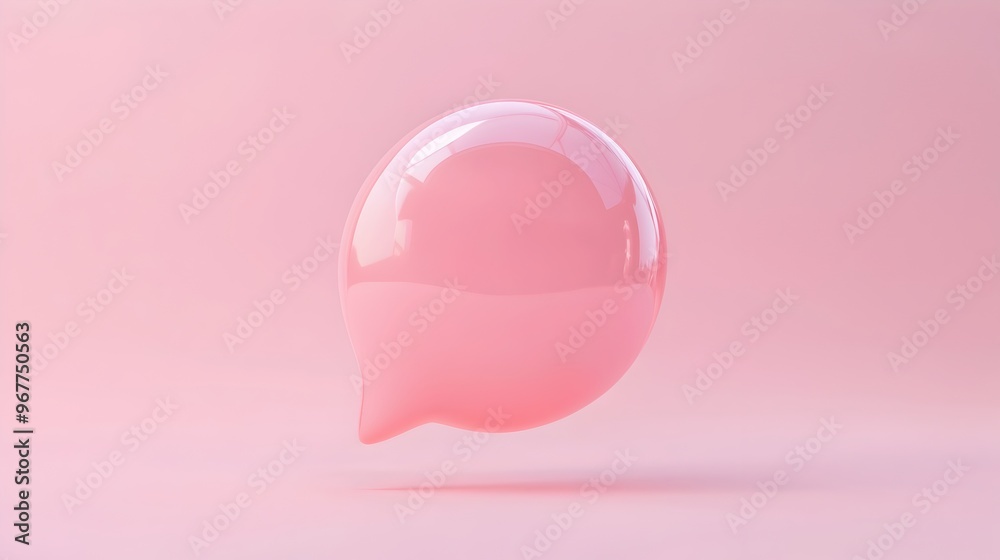 Minimalist 3D Floating Speech Bubble with Smooth Edges on Pastel Background Minimalist 3D Floating Speech Bubble with Smooth Edges on Pastel Background