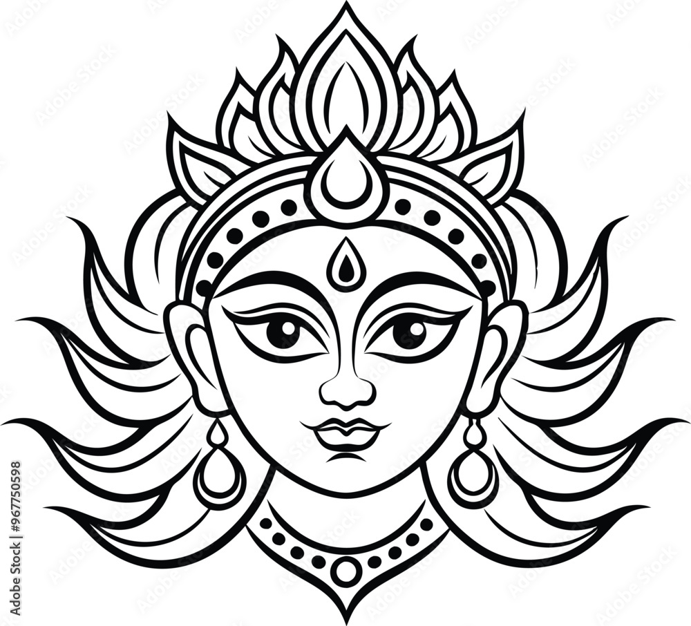 durga devi line art illustration