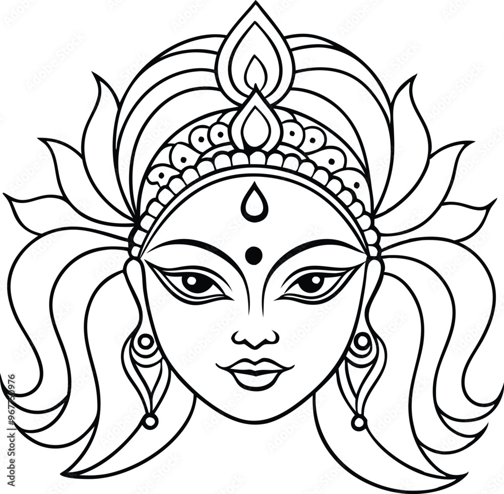 durga devi line art illustration durga devi line art illustration