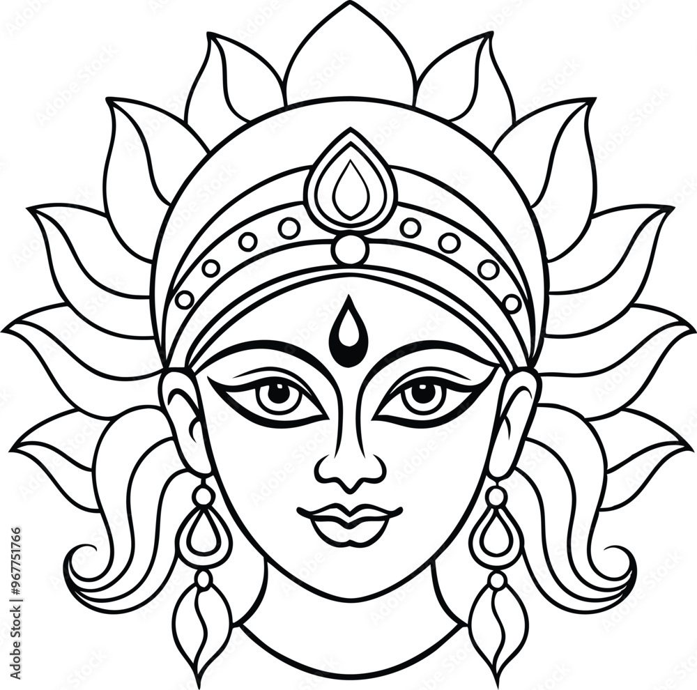 durga devi line art illustration durga devi line art illustration