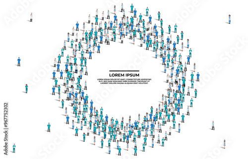 A large group of doctors on white background. Doctor people crowd seamless background. Doctors day concept. Vector illustration