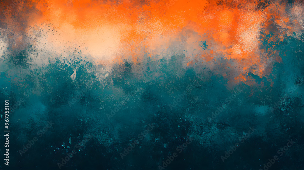 Fototapeta premium Grainy background in teal orange, grunge texture noise gradient, abstract background for banner, poster, cover