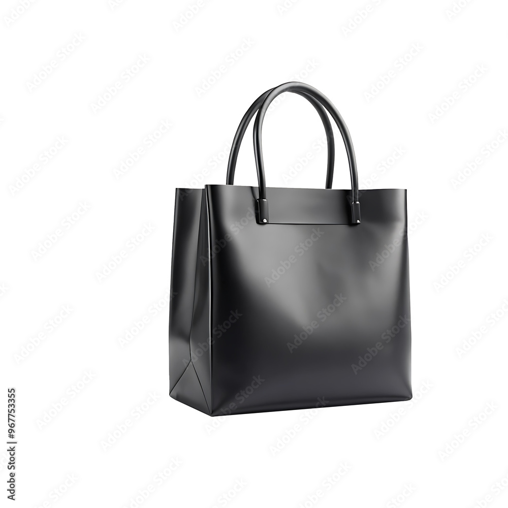 black leather handbag isolated on a white background 