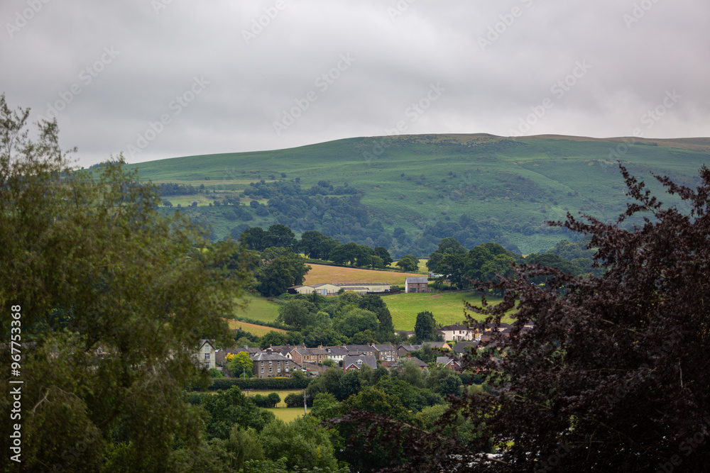 custom made wallpaper toronto digitalView of Builth Wells and the surrounding hills, Image shows a small Welsh town near the Royal Welsh showground in central Wales