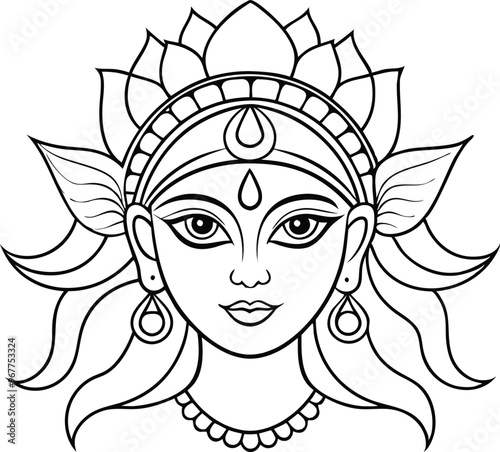 durga devi line art illustration