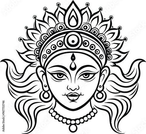 durga devi line art illustration photo