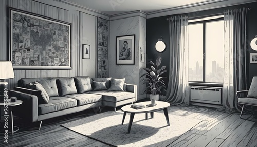 Wallpaper Mural Photo interior modern design room 3d illustration; Torontodigital.ca