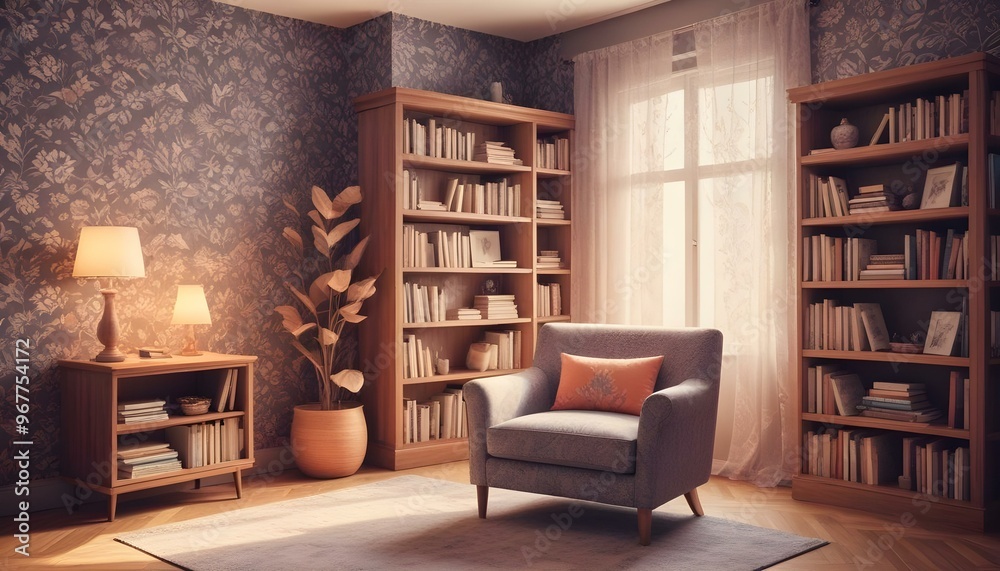 Fototapeta premium Photo interior modern design room 3d illustration;