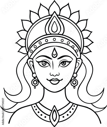 durga devi line art illustration