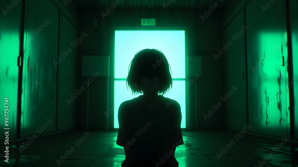 silhouette of a person in a corridor silhouette of a person in a corridor